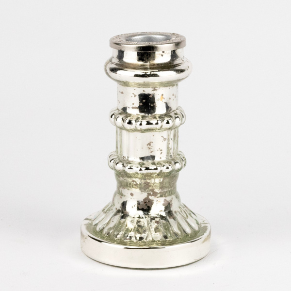 Подсвечник (стекло), Н11х6,5х6,5см, серебряный